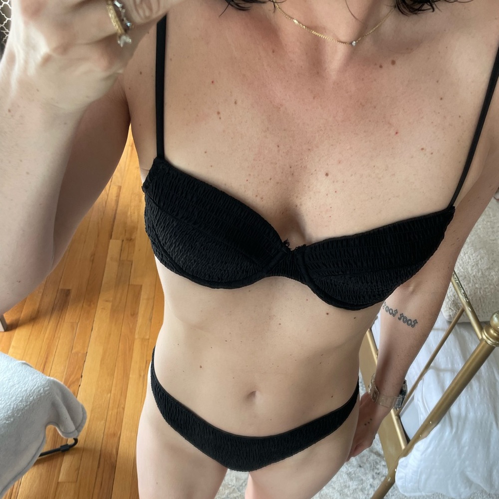 H&M Black Smocked Bikini